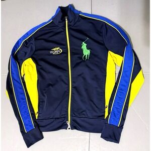 Polo Ralph Lauren Track Jacket Small US Open 2012 Big Pony Navy Blue Yellow